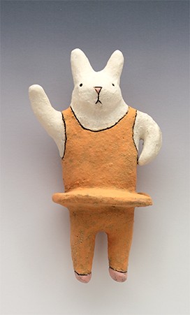 ceramic figure animal bunny rabbit ballerina by Sara Swink