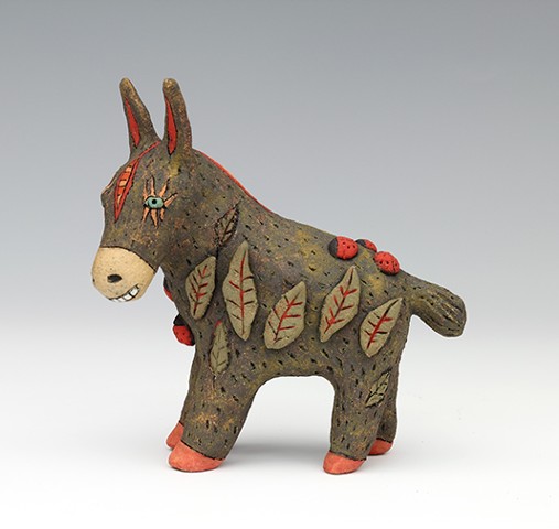clay ceramic sculpture animal donkey by sara swink
