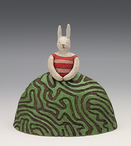 ceramic figure bunny rabbit hedge maze by Sara Swink