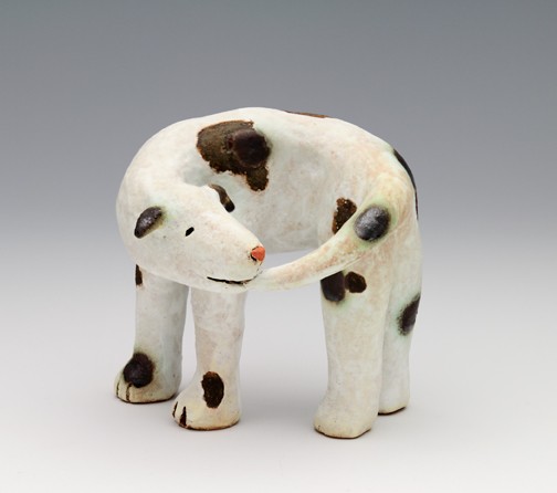 clay ceramic sculpture animal dog by sara swink
