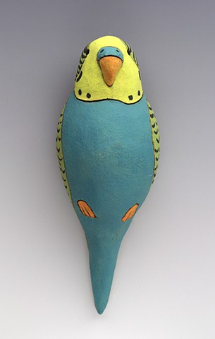 ceramic figure parakeet budgie Wally by Sara Swink