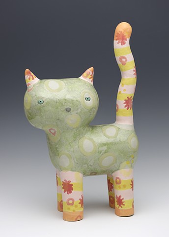 ceramic Sara Swink cat dots spots kitty tail