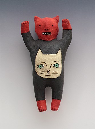ceramic figure animal cat devil by Sara Swink