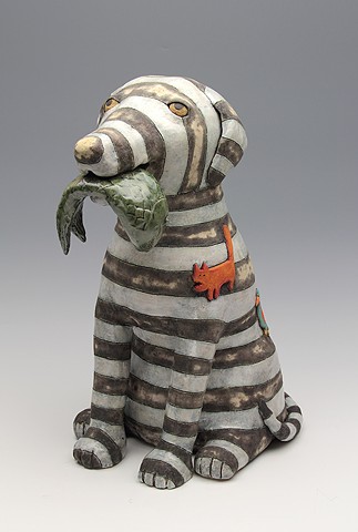ceramic figure dog fish by Sara Swink