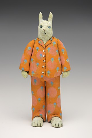 ceramic Sara Swink pajamas clay rabbit 