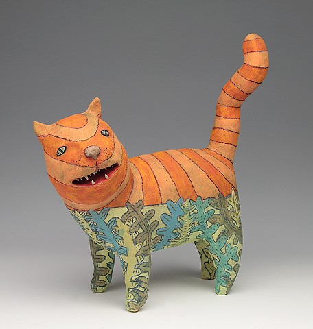 ceramic figure animal cat by Sara Swink
