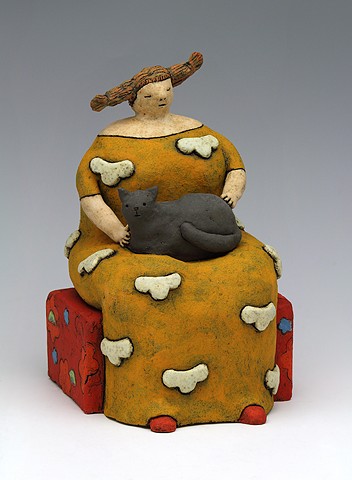 ceramic figure cat cloud by Sara Swink