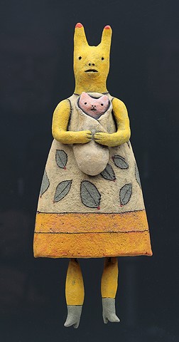 ceramic figure wall piece bunny rabbit by Sara Swink