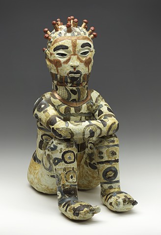 clay ceramic pottery figure nerikomi warrior by sara swink
