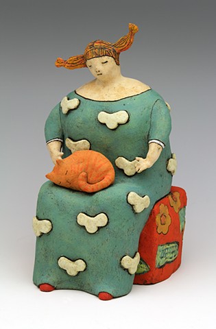 ceramic figure cat pottery by Sara Swink