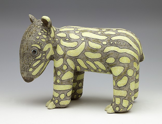 clay ceramic sculpture tapir spots by sara swink