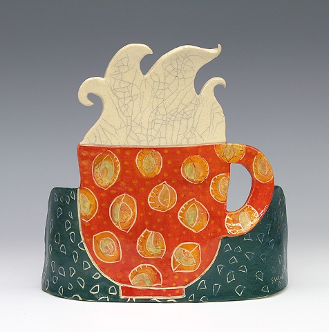 clay ceramic standing slab by sara swink coffee cup