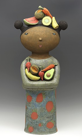 clay ceramic pottery figure fruit vegetable strawberry by sara swink