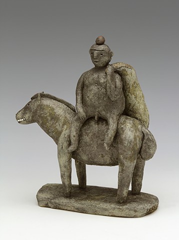 clay ceramic pottery horse buddha  by sara swink