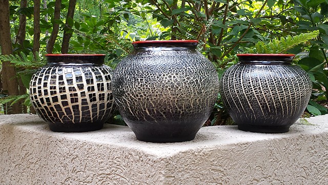 designer pottery vase; unique garden planters by kellyharrispottery.com