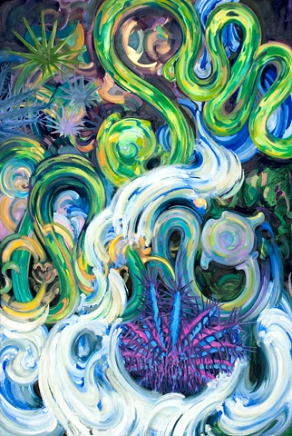 oil painting colorful biomorphic forms