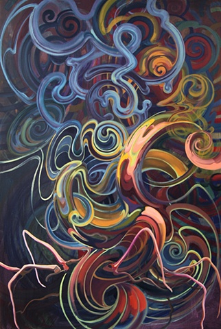 oil painting biomorphic forms colorful