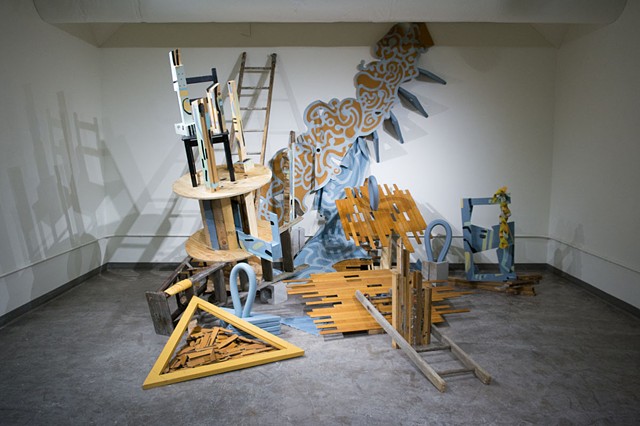Heather Brammeier Jessica Bingham installation collaboration reclaimed materials found objects artwork