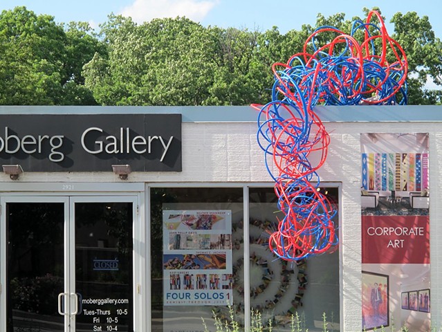 Pex plumbing pipe red blue line sculpture installation biomorphic Heather Brammeier Moberg artist