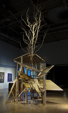 heather brammeier artwork installation sculpture tree reclaimed materials