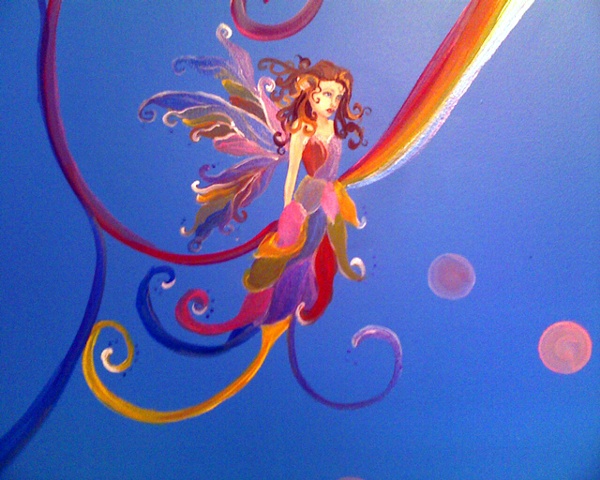 Rainbow fairy mural