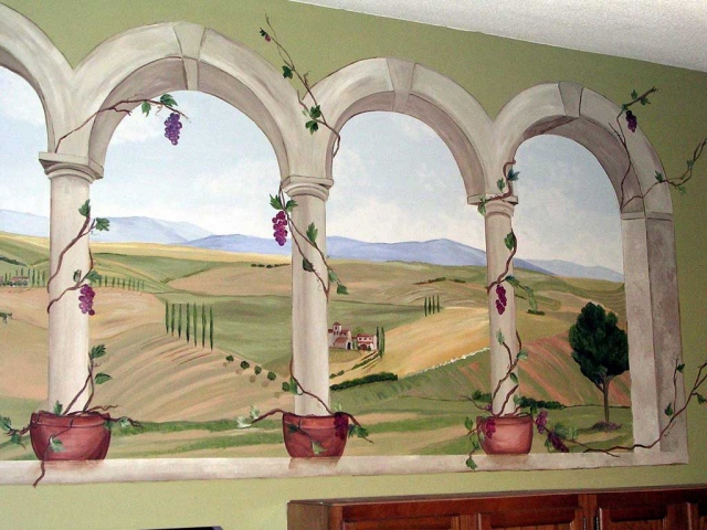 Arched Tuscan Landscape Mural