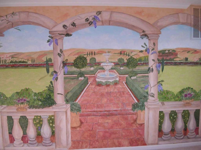 Tuscan Garden Arched Mural