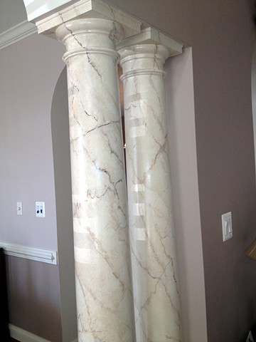 painted marbled columns