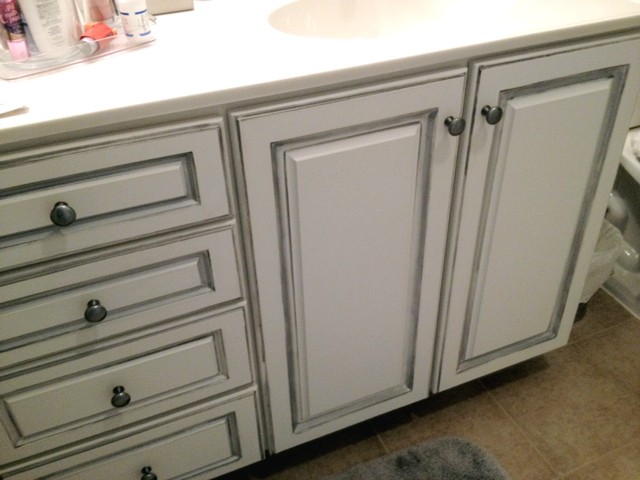 Buffed silver on cabinets