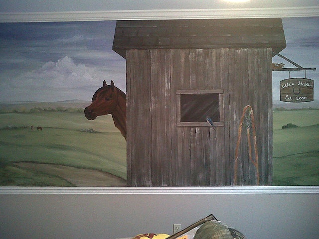 Horse and stable mural
