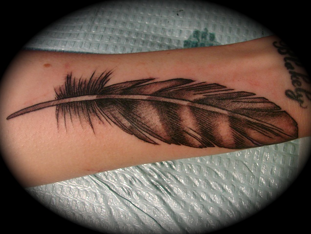 feather grey gray work bird feather tattoo Providence Rhode Island RI