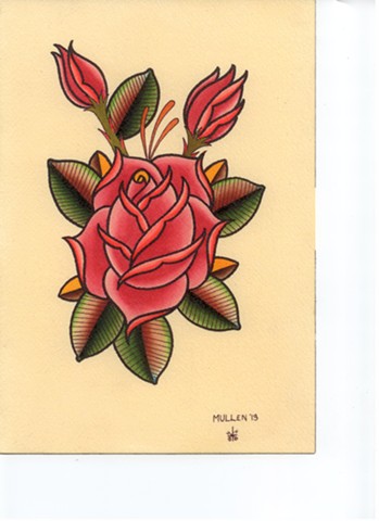 rose rosebuds flower botanical flash  watercolor tattoo Providence Rhode Island RI prov 