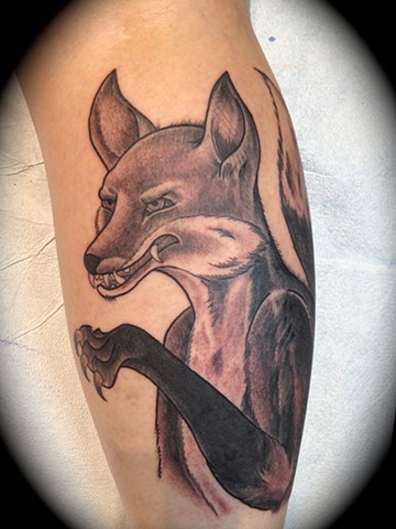 Providence, Prov, RI, Rhode Island, New England, Mass, Art Freek Tattoo, Good Tattoos grey work black and gray Color old school portrait clean fox