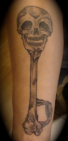 skull key bones bone grey gray work scale tattoo  Providence Rhode Island RI