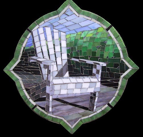 "Adirondack" Glass mosaic patio inlay by Kate Jessup