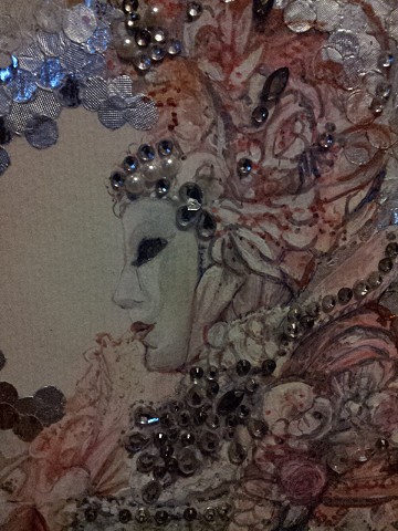 Private Collection: Newmarket Ontario. Venetian carnival mask and costume mosaic.