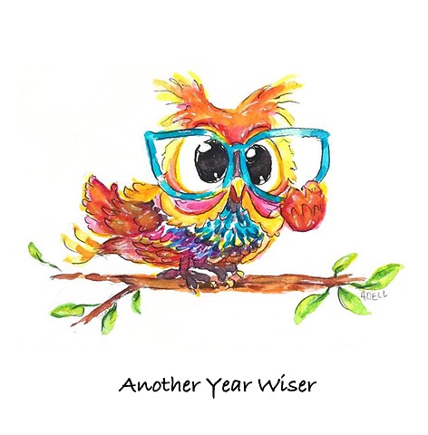 "Another Year Wiser"
card stock or wildflower seed paper