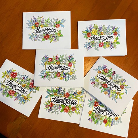 Handpainted Thank You notecards