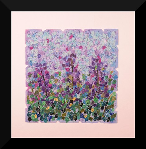 51  Purple Garden     Fiber: Matted and Framed Art Quilt