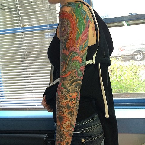 phoenix and koi tattoo