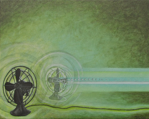 Skrzycki, antique, fan, painting, picture, the, a, art, surreal, green