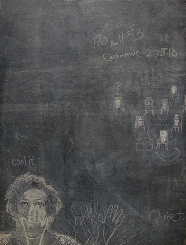 Susan Skrzycki blackboard big art panel surreal