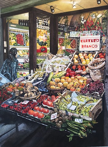 Watercolour by Conny Jager Calgary Artist realism Italian Grocery 