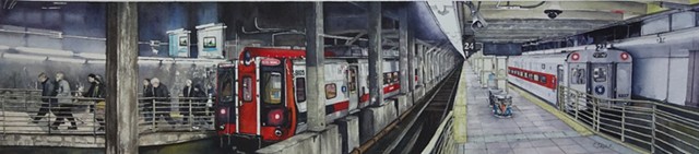 New York Train Image, Watercolour, Calgary Artist