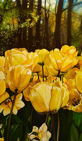 Watercolour Painting by Conny Jager Flora and Fauna yellow Tulips