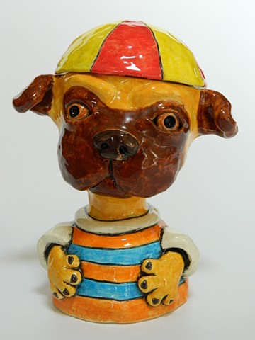 Pug Boy Lidded Jar