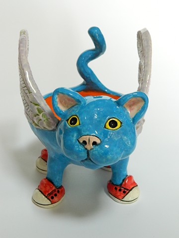 Blue Winged Cat Bowl