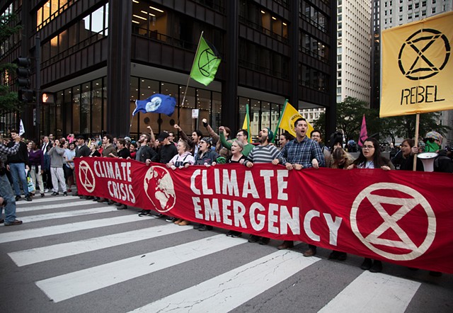 Oct 7th - Launch of the International Rebellion - Clark Street Blockade in front of City Hall
