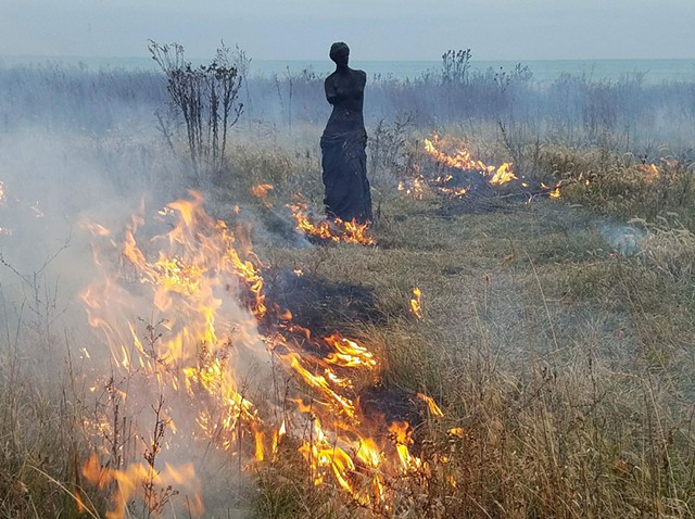 Venus XI during a controlled burn of the Burnham Wildlife Cooridor