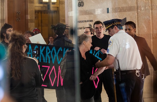 Sept 5th - No Forests, No Life - rally, march and action in solidarity with Amazonia - Activists surprise security at BlackRock's Chicago Headquarters